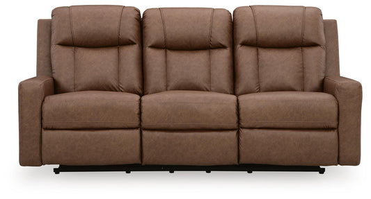 Mackmenville Caramel Reclining Sofa and Reclining Loveseat with Console