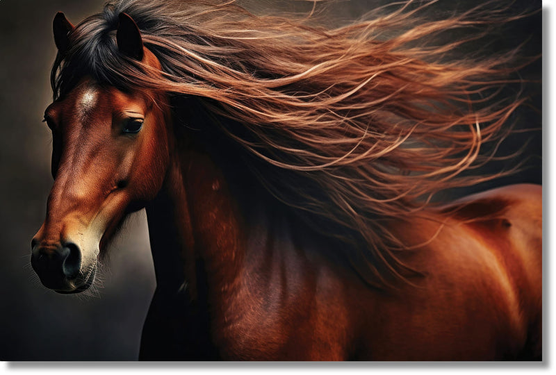 ''Chestnut Horse in the Wind'' Tempered Glass