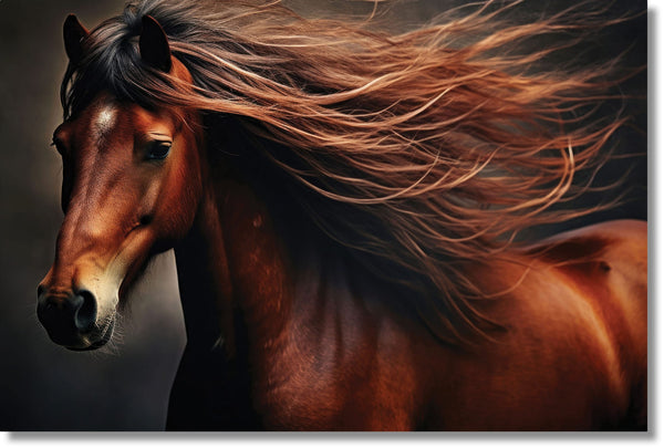 ''Chestnut Horse in the Wind'' Tempered Glass