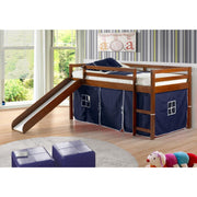 Tent Twin Espresso Low Loft Bed with Slide