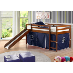 Tent Twin Espresso Low Loft Bed with Slide