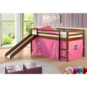 Tent Twin Espresso Low Loft Bed with Slide