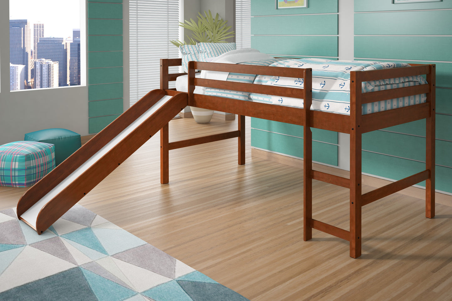 Twin Low Loft Tent Bed W/ Slide