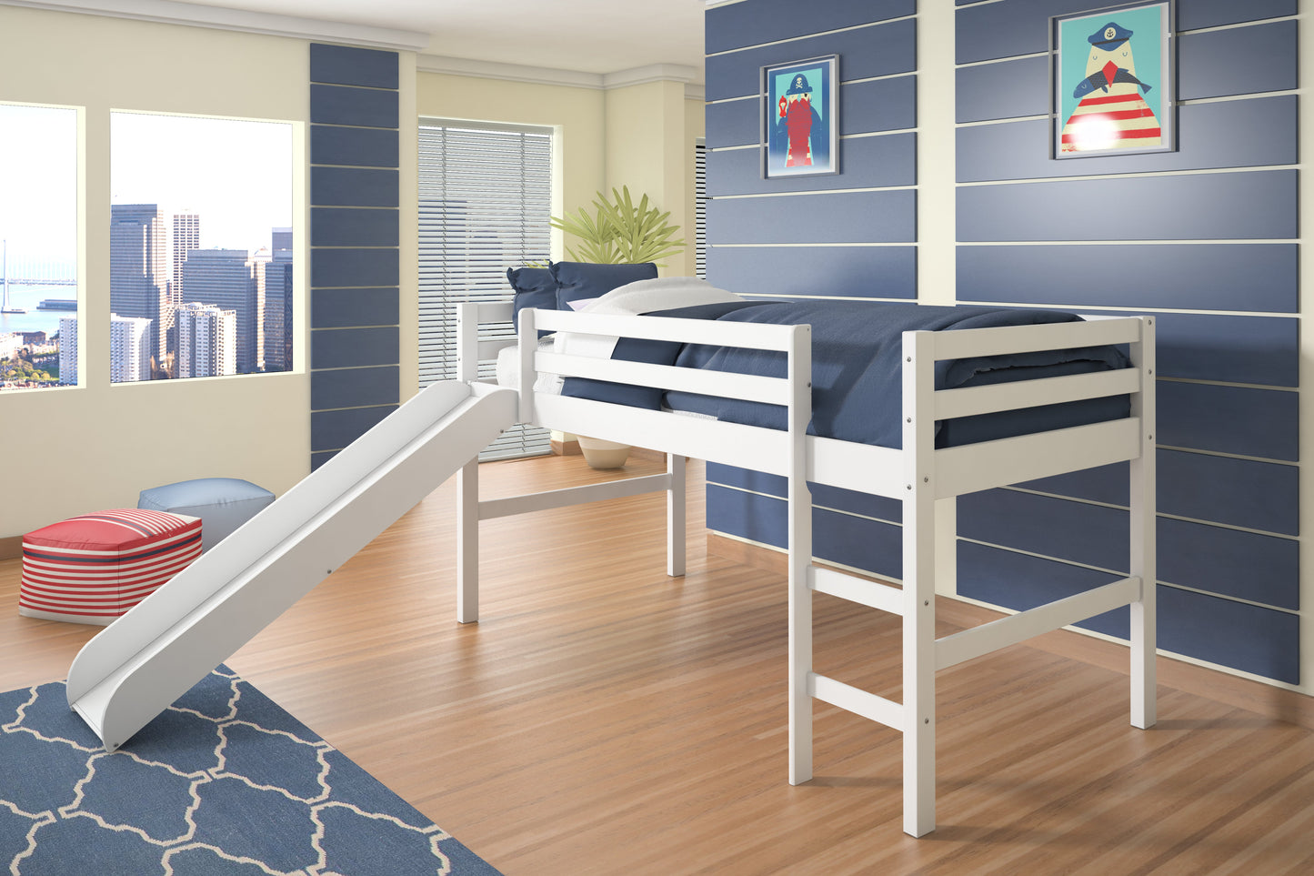 Twin Low Loft Tent Bed W/ Slide