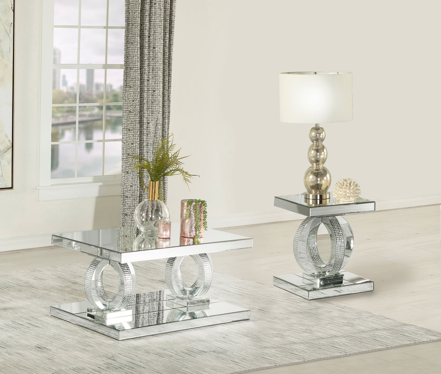 Breena Mirrored Coffee and End Table Set