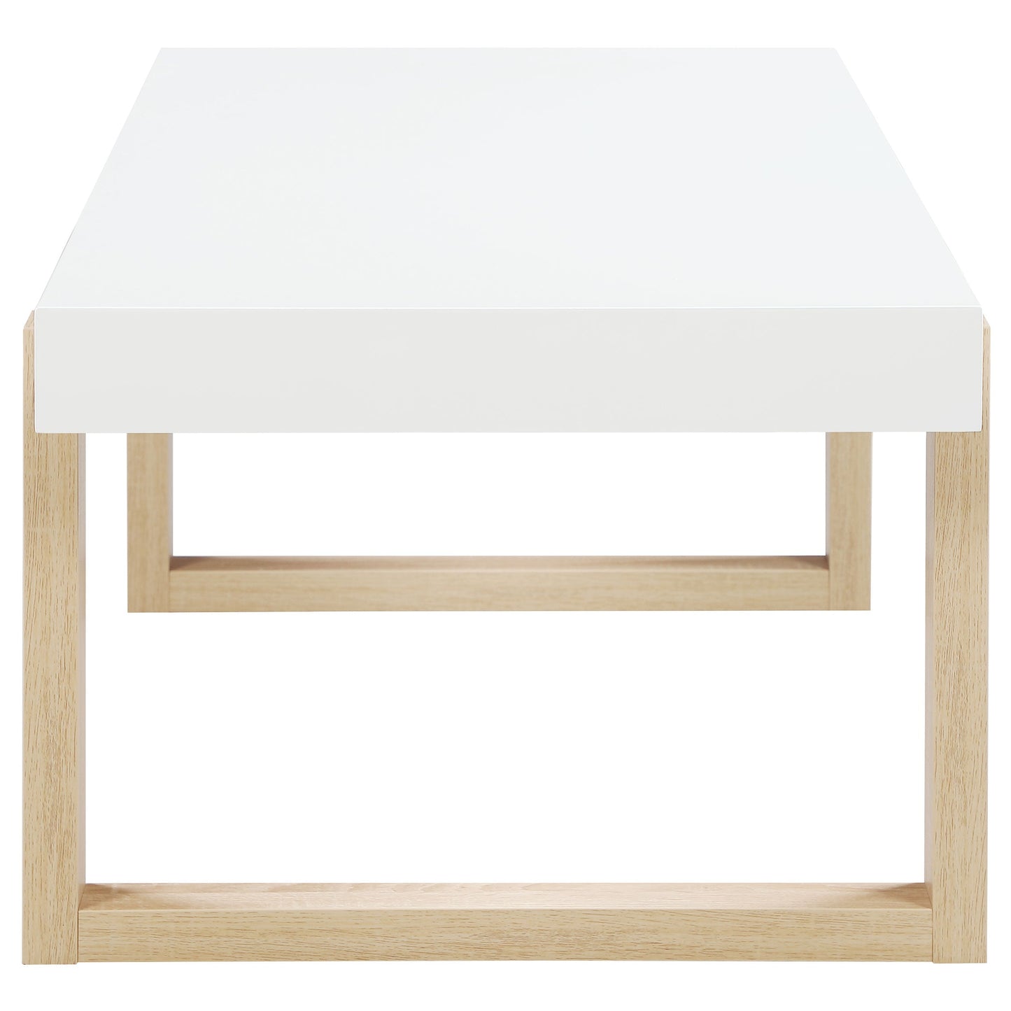 Mesa de centro rectangular Pala blanca de alto brillo y natural