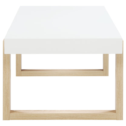 Mesa de centro rectangular Pala blanca de alto brillo y natural