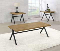 Colmar Engineered Wood Coffee Table Set Golden Oak