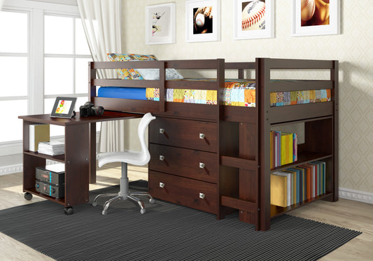 Study & Sleep Cappuccino Low Loft Bed