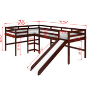 L-Series Cappuccino Modular Double Low Loft Bed - Group A
