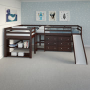L-Series Cappuccino Modular Double Low Loft Bed - Group A