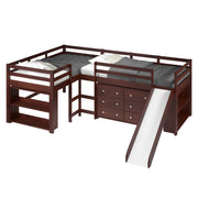 L-Series Cappuccino Modular Double Low Loft Bed - Group A