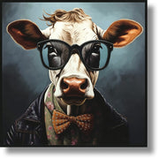 ''Dapper Cow in Chic Attire'' Gloss Canvas in Frame
