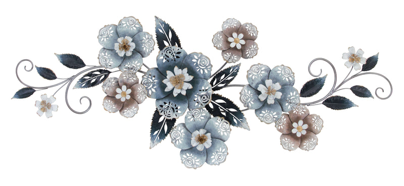 ''Exploding Blue Flowers'' Metal Wall Art