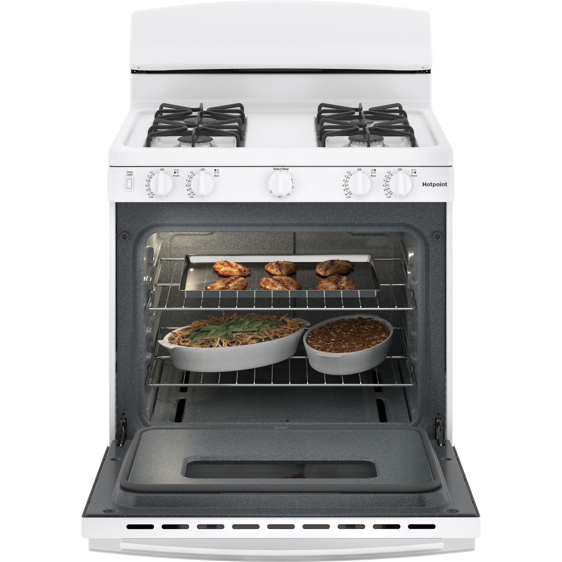  Hotpoint 30-inch Freestanding Gas Range RGBS330DRWW IMAGE 3