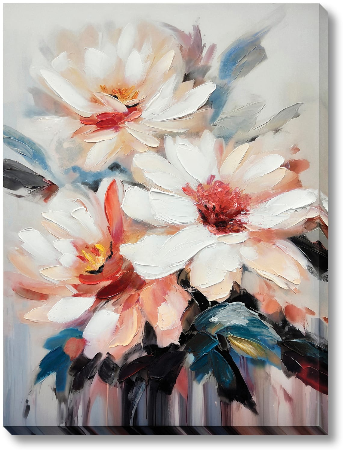 ''Lush Blossoms in Motion'' Hand-painted Wrapped Canvas