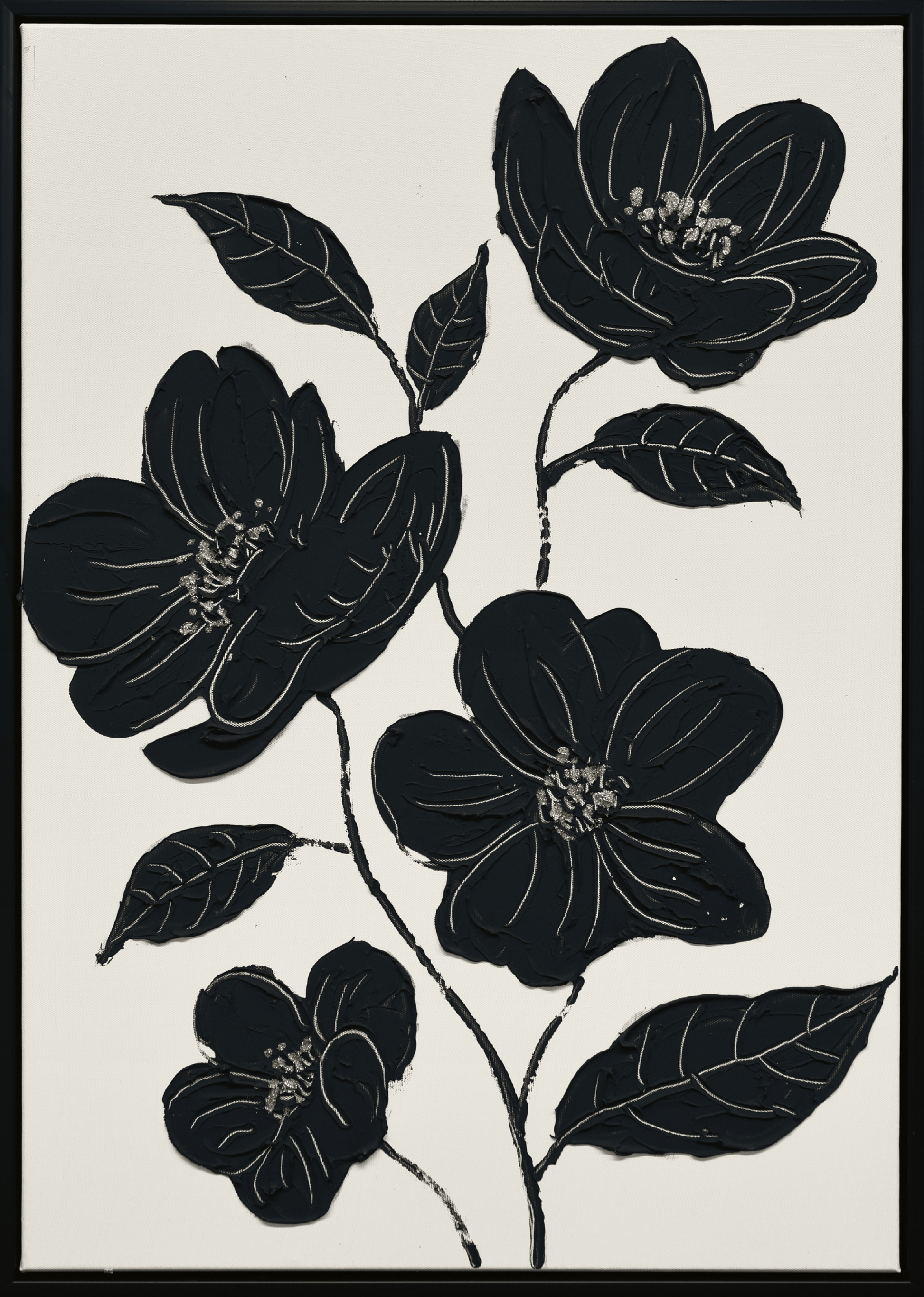 Nocturnal Blooms II Hand-painted Canvas in Frame