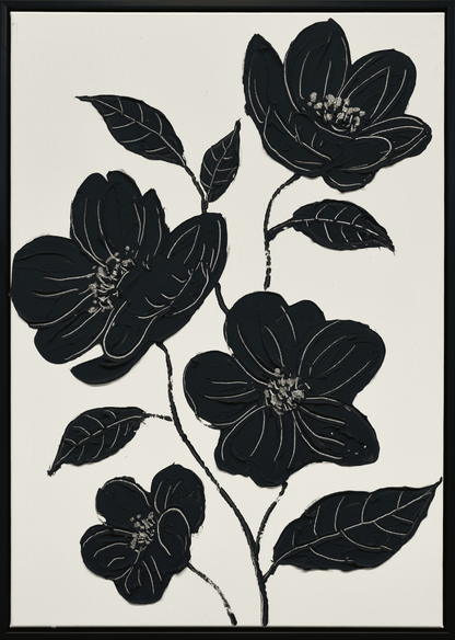 Nocturnal Blooms II Hand-painted Canvas in Frame