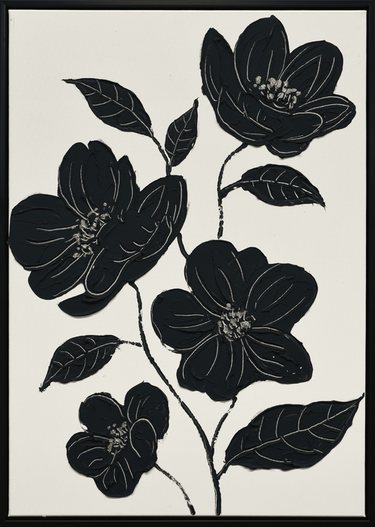 Nocturnal Blooms II Hand-painted Canvas in Frame