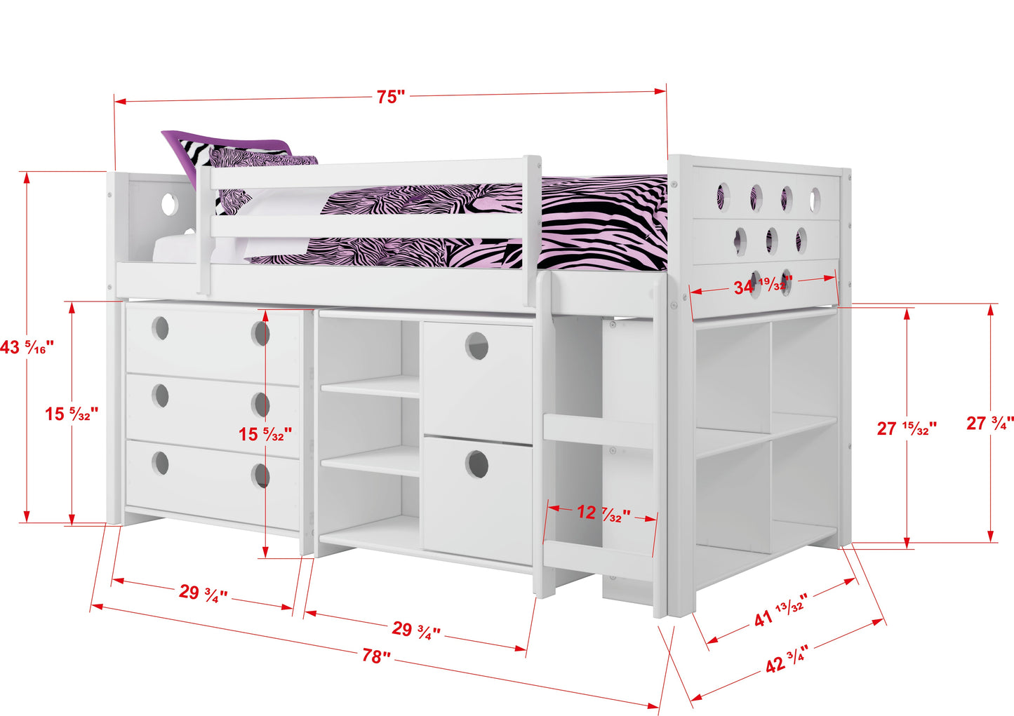 Circles Modular Low Loft Bed
