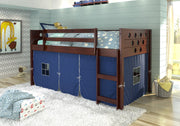 Circles Cappuccino Low Loft Bed with Blue Tent