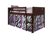 Circles Cappuccino Low Loft Bed with Zebra Print Tent