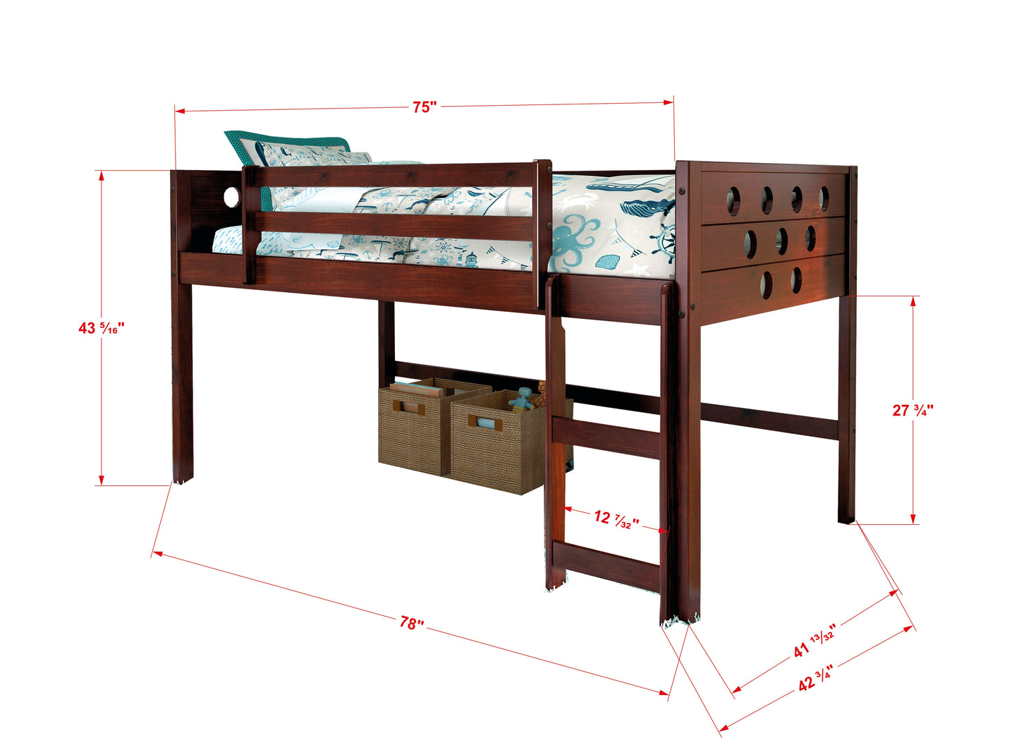 Circles Cappuccino Low Loft Bed