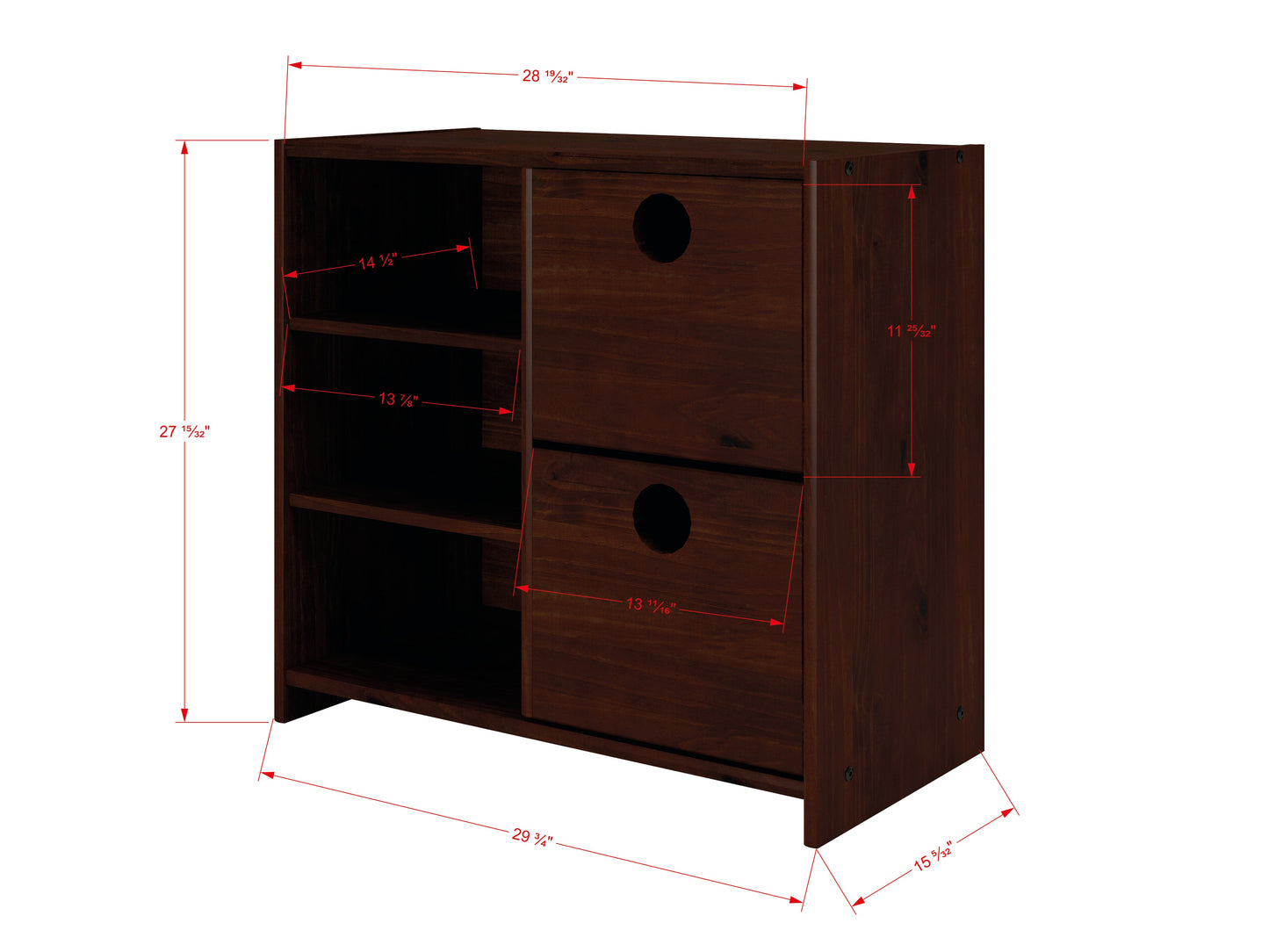 Circles Cappuccino 2 Drawer Chest with Shelf