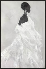 Elegant Silhouette II Hand-painted w/ Rocks in Frame