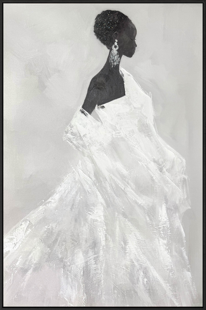 Elegant Silhouette II Hand-painted w/ Rocks in Frame