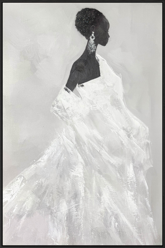 Elegant Silhouette II Hand-painted w/ Rocks in Frame