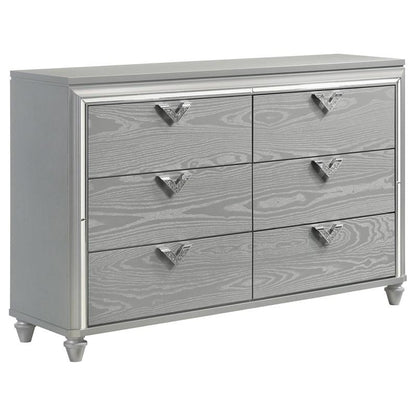 Veronica 6 Drawer Silver Dresser with LED Lighting