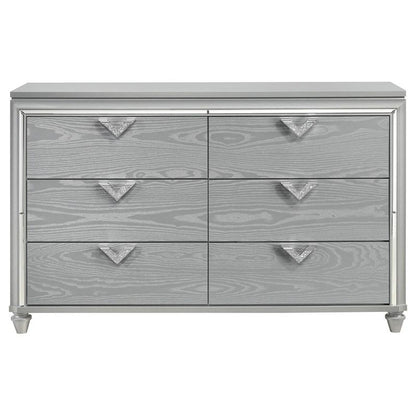 Veronica 6 Drawer Silver Dresser with LED Lighting