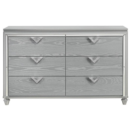 Veronica 6 Drawer Silver Dresser with LED Lighting