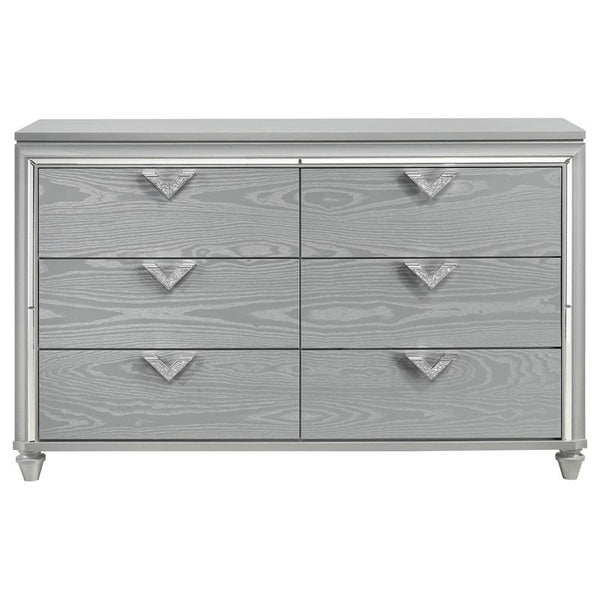 Veronica 6 Drawer Silver Dresser with LED Lighting