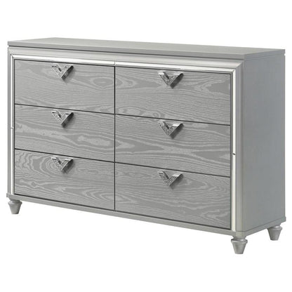 Veronica 6 Drawer Silver Dresser with LED Lighting