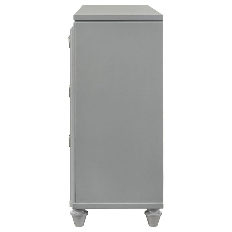 Veronica 6 Drawer Silver Dresser with LED Lighting