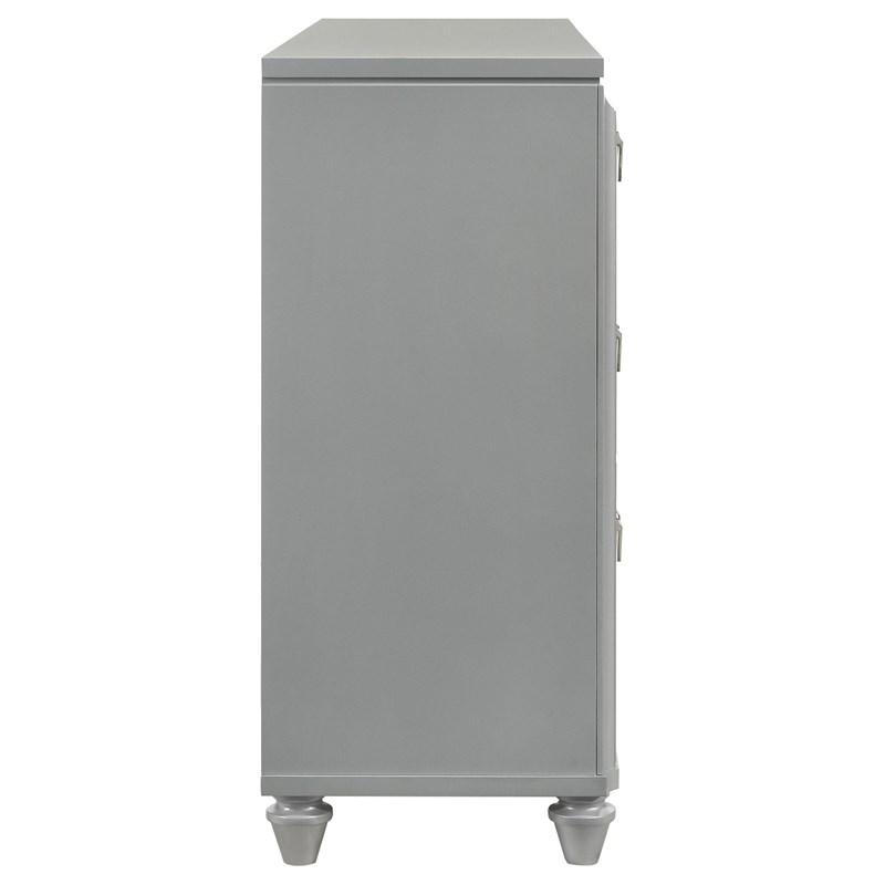 Veronica 6 Drawer Silver Dresser with LED Lighting