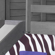 Louver Antique Grey Low Loft Bed with Slide & Zebra Print Tent