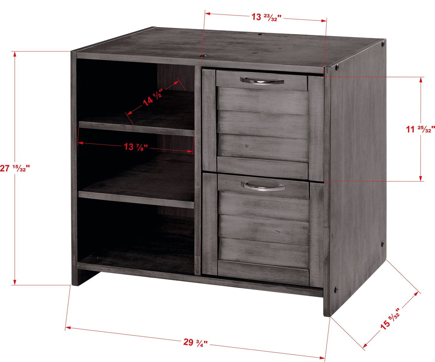 Louver 2 Drawer Chest & Shelf