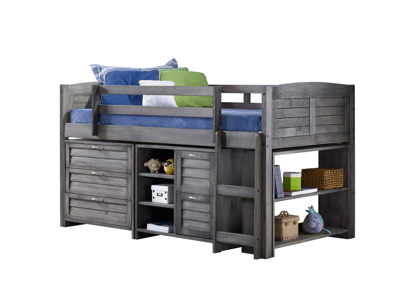 Louver Modular Low Loft Bed - Group A