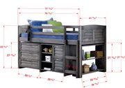 Louver Modular Low Loft Bed - Group B