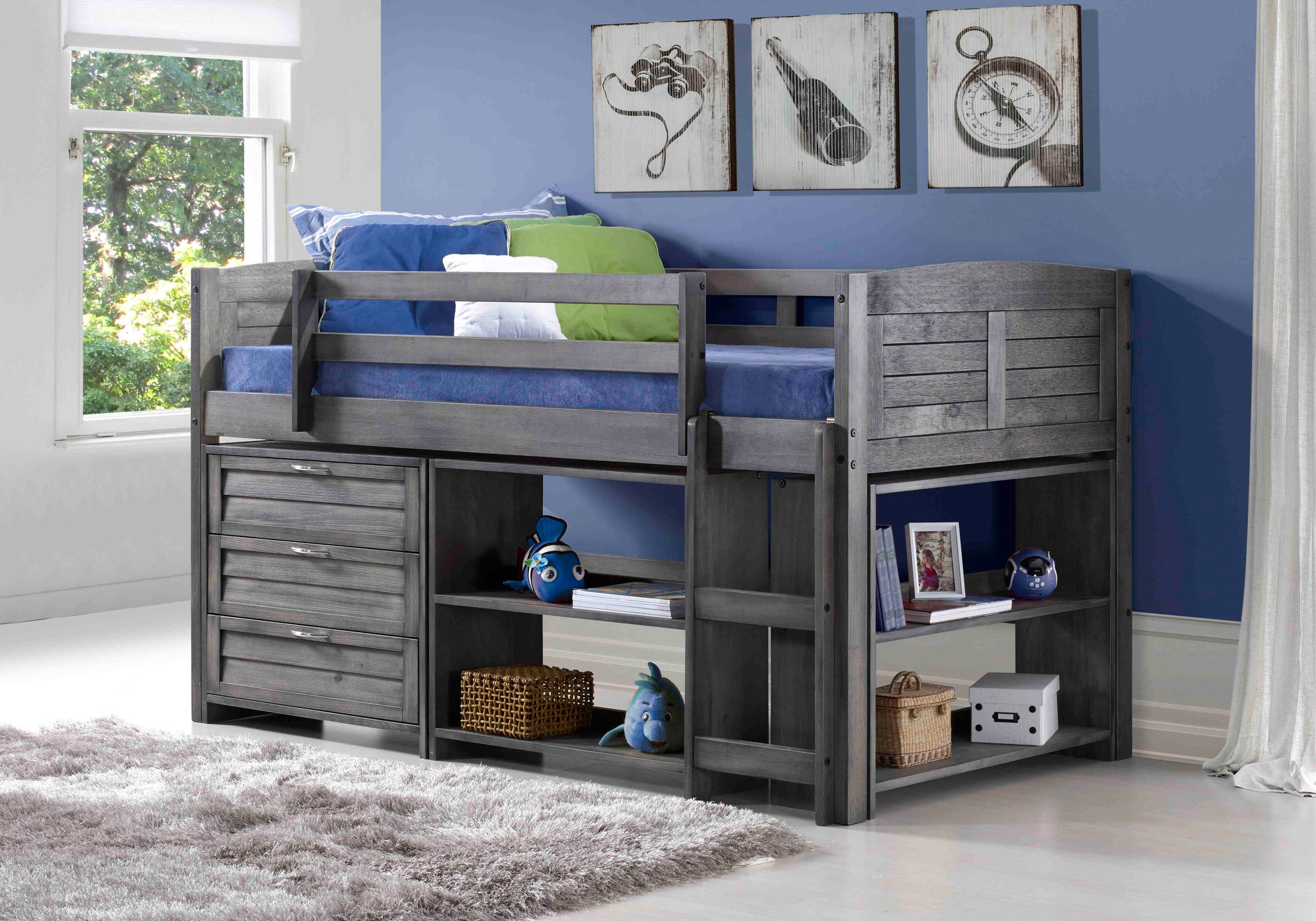 Louver Modular Low Loft Bed - Group B