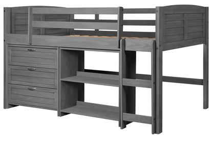 Louver Modular Low Loft Bed - Group C