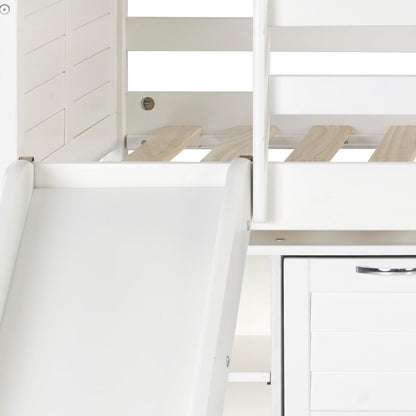Louver Modular Low Loft Bed with Slide - Group A