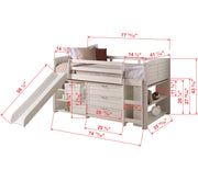 Louver Modular Low Loft Bed with Slide - Group A