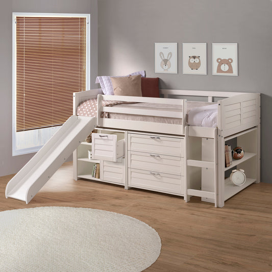 Louver Modular Low Loft Bed with Slide - Group A