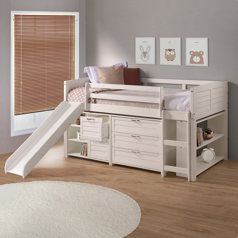 Louver Modular Low Loft Bed with Slide - Group A