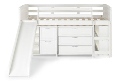 Louver Modular Low Loft Bed with Slide - Group A