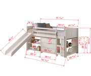 Louver Modular Low Loft Bed with Slide - Group B